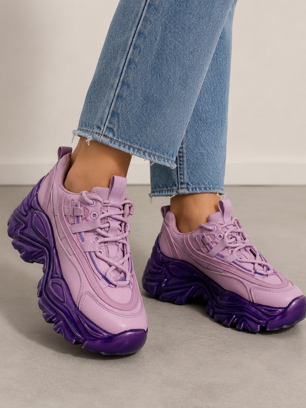 Steve Madden Pink & Purple Chunky Platform Sneakers Sz 7